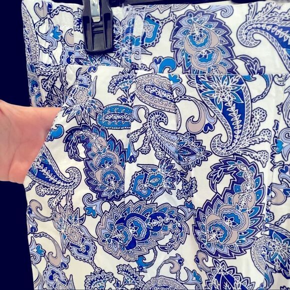 ONE5ONE Size Large Blue Paisley Front Pleats & Pockets Elastic Cinched at Ankle - Picture 4 of 6